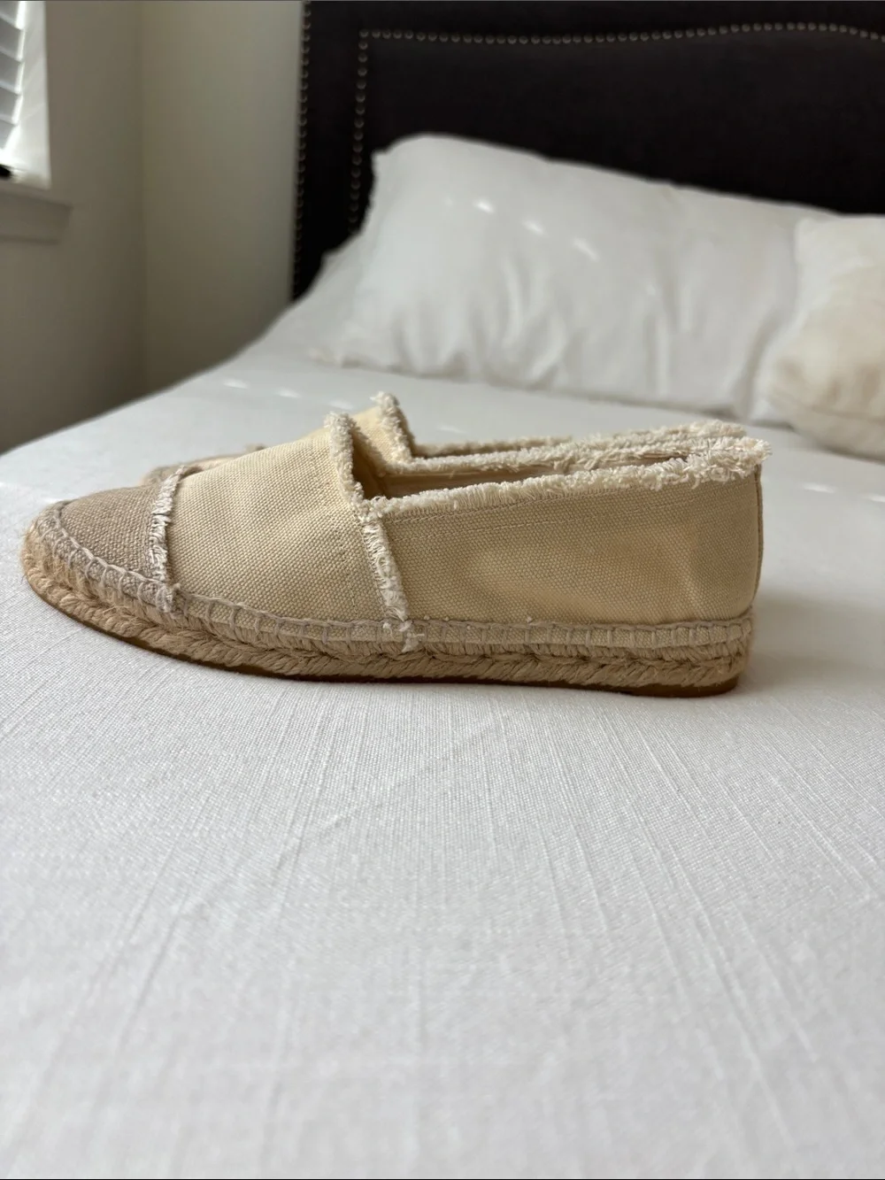 Castañer Casual Canvas Espadrille Flats in Cream Tan